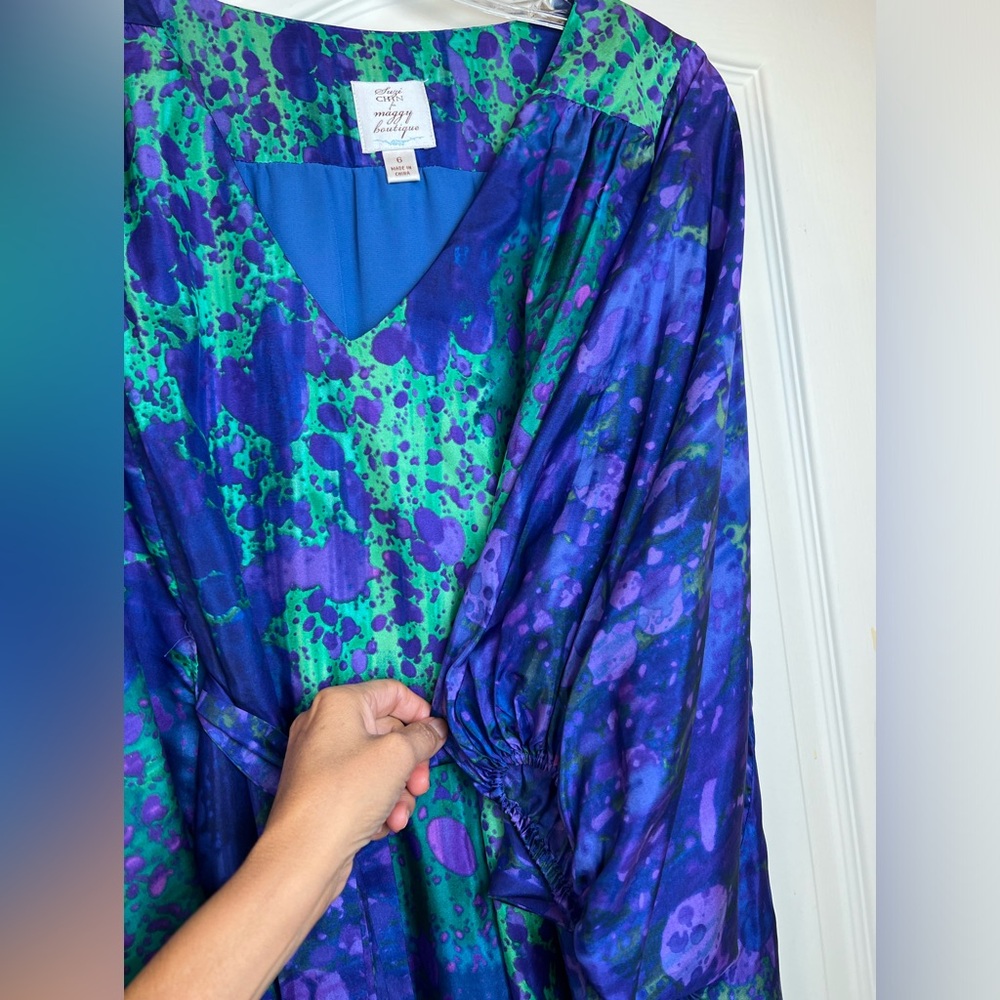 Suzi Chin Silk Summer Day Dress Size 6 - Picture 6 of 9